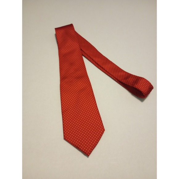 Christian Dior Silk Red with Gold Polkadots Men's Neck Tie 57 inches long - Picture 1 of 4